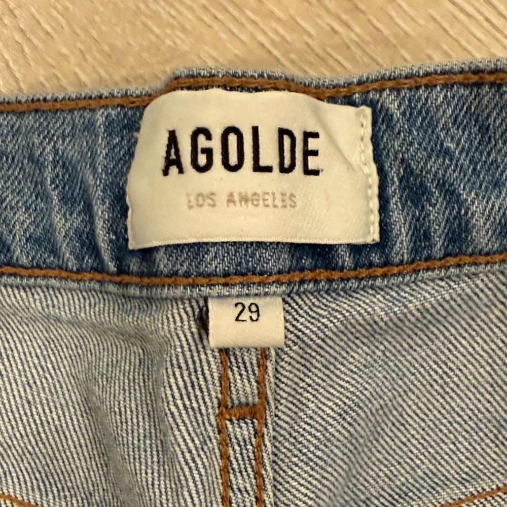 Agolde Light Blue Straight Leg Jeans - Picture 5 of 7